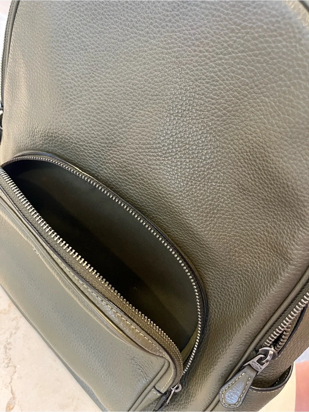 Coach Olive Green Pebbled Leather Backpack